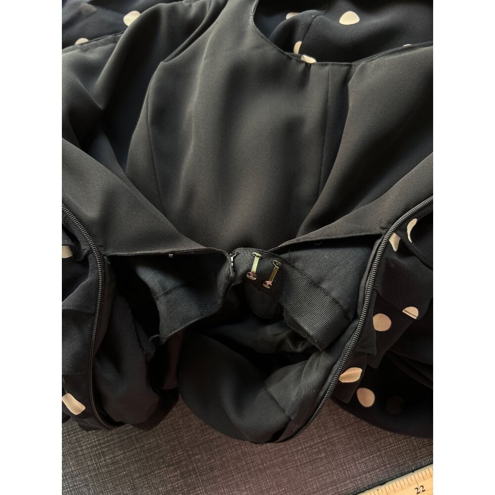 Vintage 90s hetta B Maxi Dress Sz 12 100% Silk Polka Dot Black White Sleeveless - Picture 10 of 13
